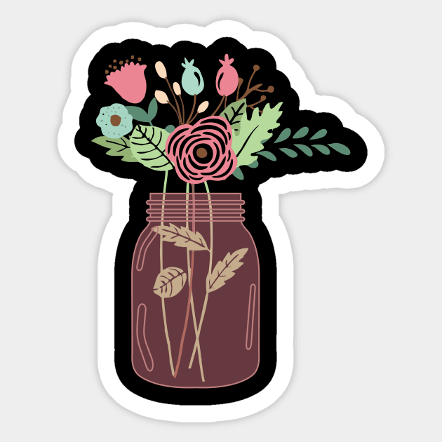 Pink Mason Jar with Cute Flowers for Girls Sticker by mangobanana